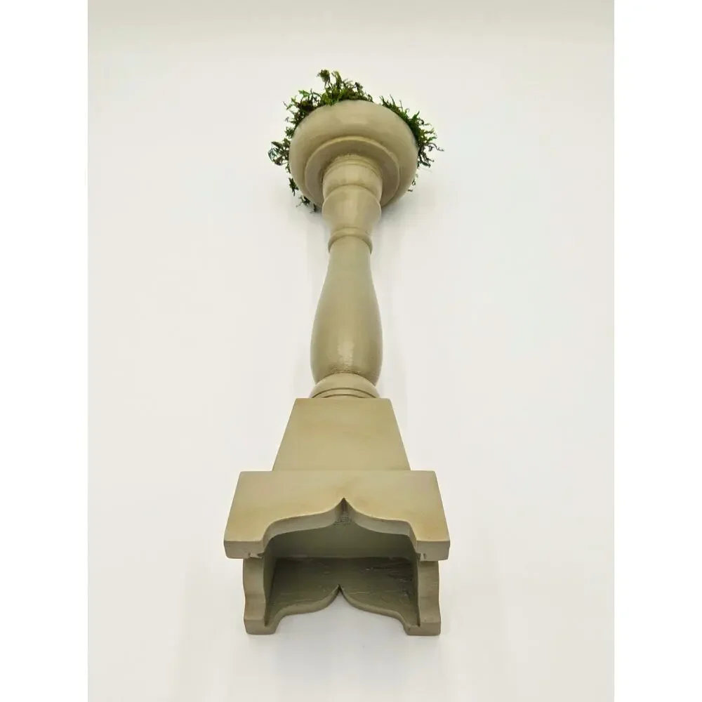 Tall Sage Nest Pedestal • Hand-Painted Wood Eggs, Table Centerpiece